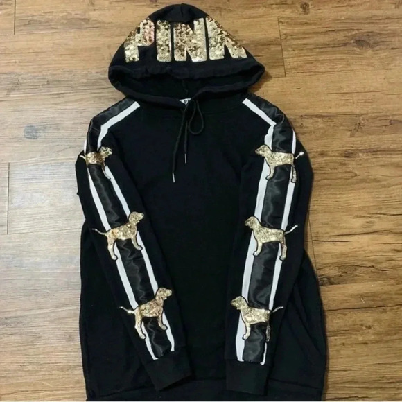 VICTORIA’S SECRET PINK BLING TUNIC HOODIE/ SHORTS OUTFIT SET S - Picture 7 of 15